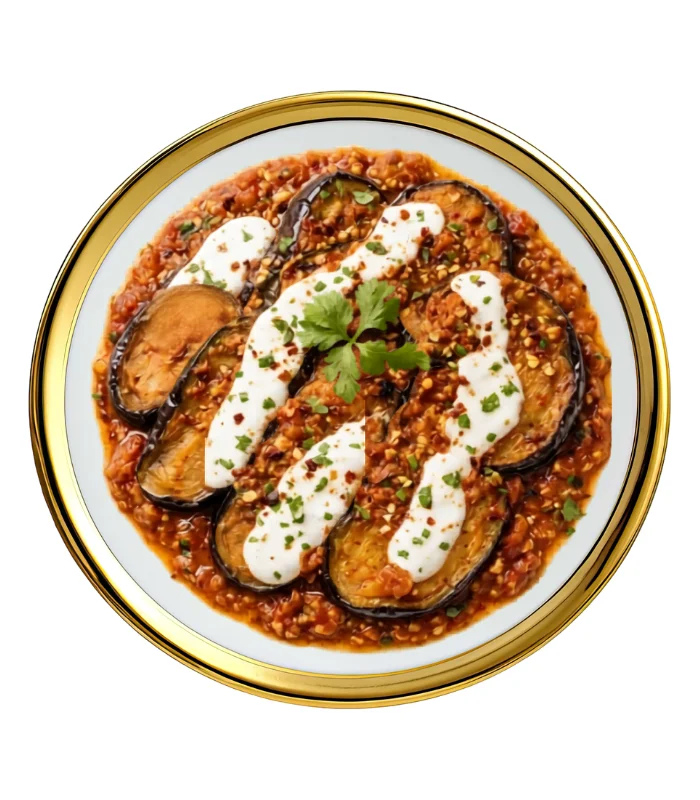 Borani Banjan With Bread & Salad