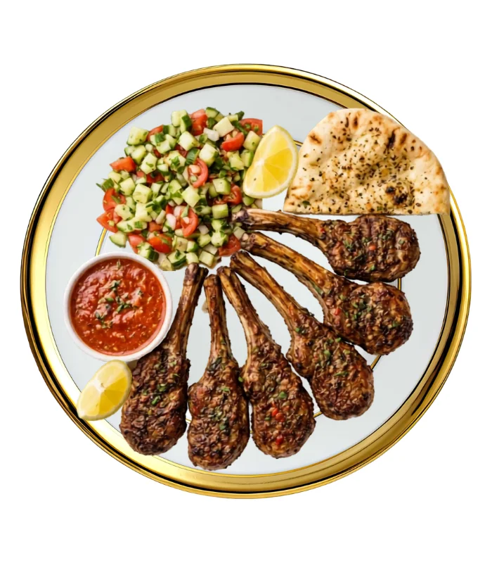 Lamb Chops With Bread & Salad